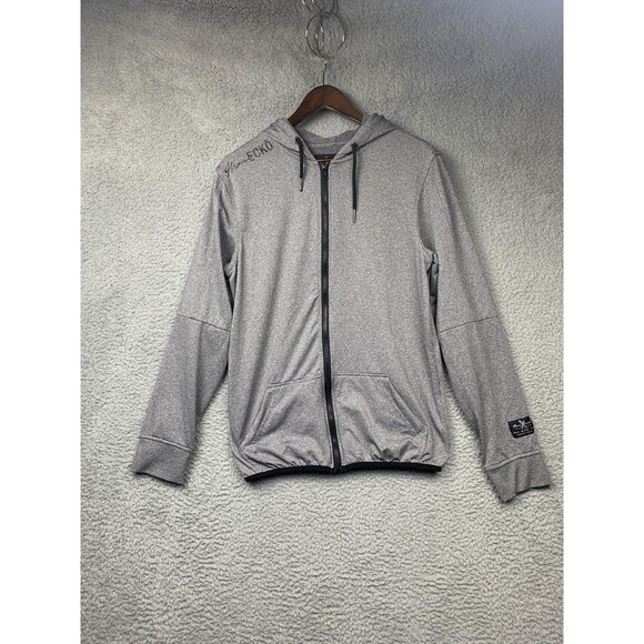 Marc Ecko Cut & Sew Hoodie Mens Medium Gray Full Zip Heathered Pockets Logo - Picture 1 of 14